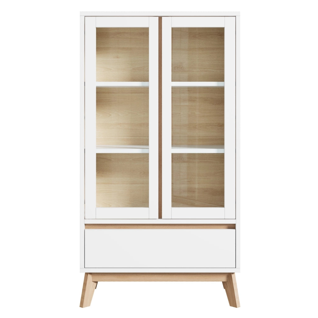 Mobile da Cucina con Ripiani Regolabili, Bianco e Effetto Legno, 80x40x150 cm