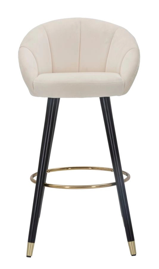 Sgabello Bar Prague Crema 55x56x104 cm Legno e Spugna Crema Oro e Nero