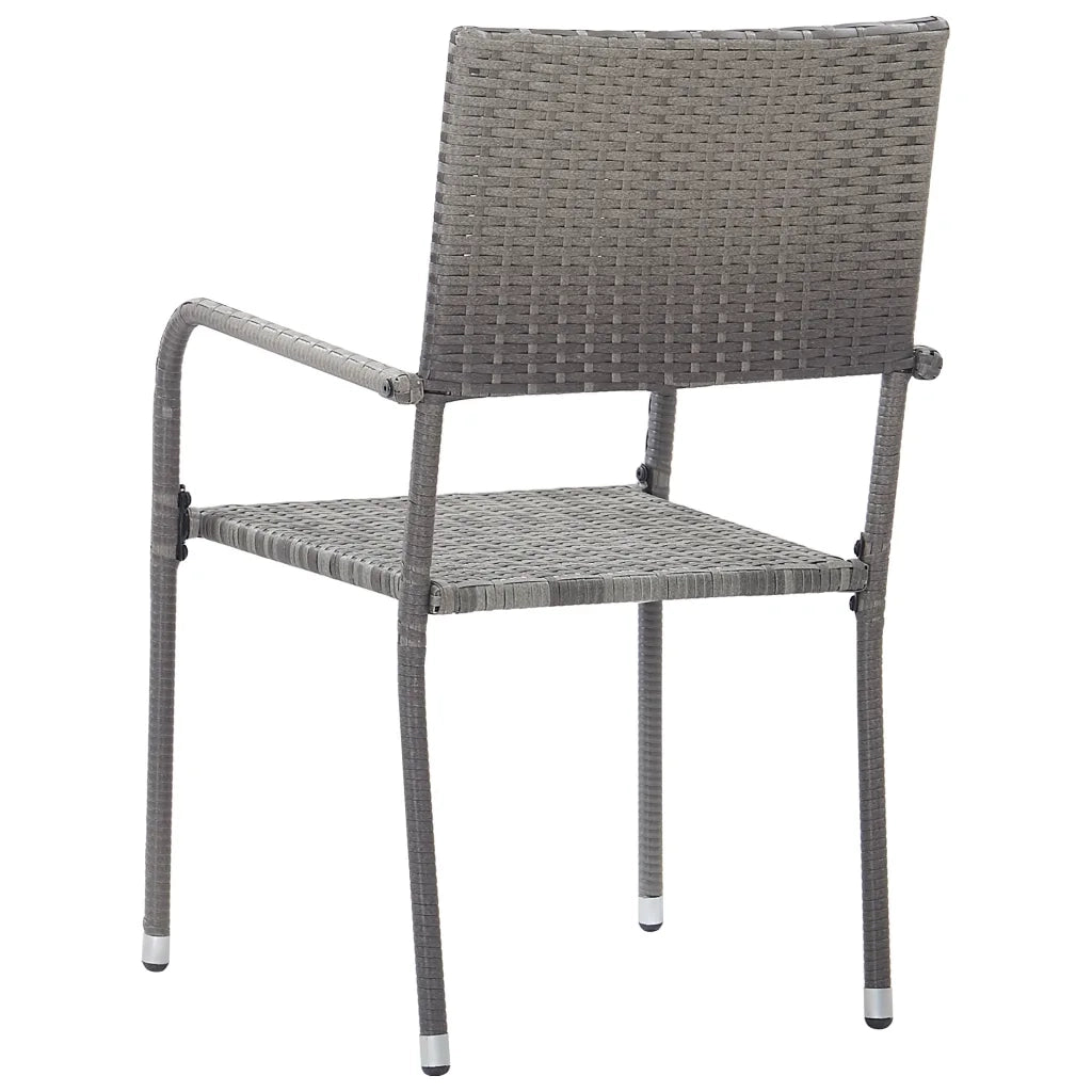 Sedie da Pranzo da Giardino 6 pz | Sedie da Esterno Impilabili Grigie in Polyrattan