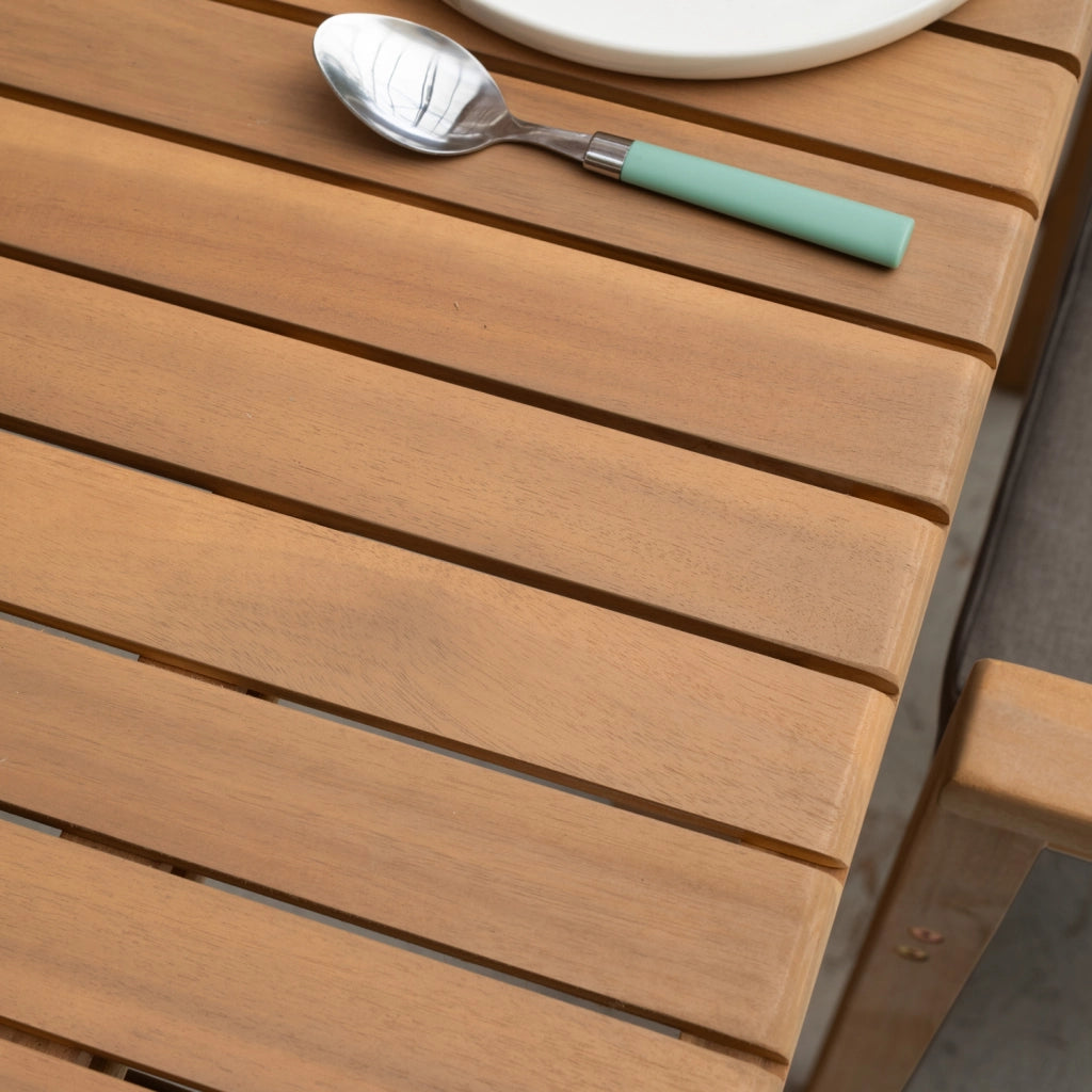 Set di mobili da giardino allungabili 180/240cm PADAR in legno di acacia 8 posti - cuscini grigi