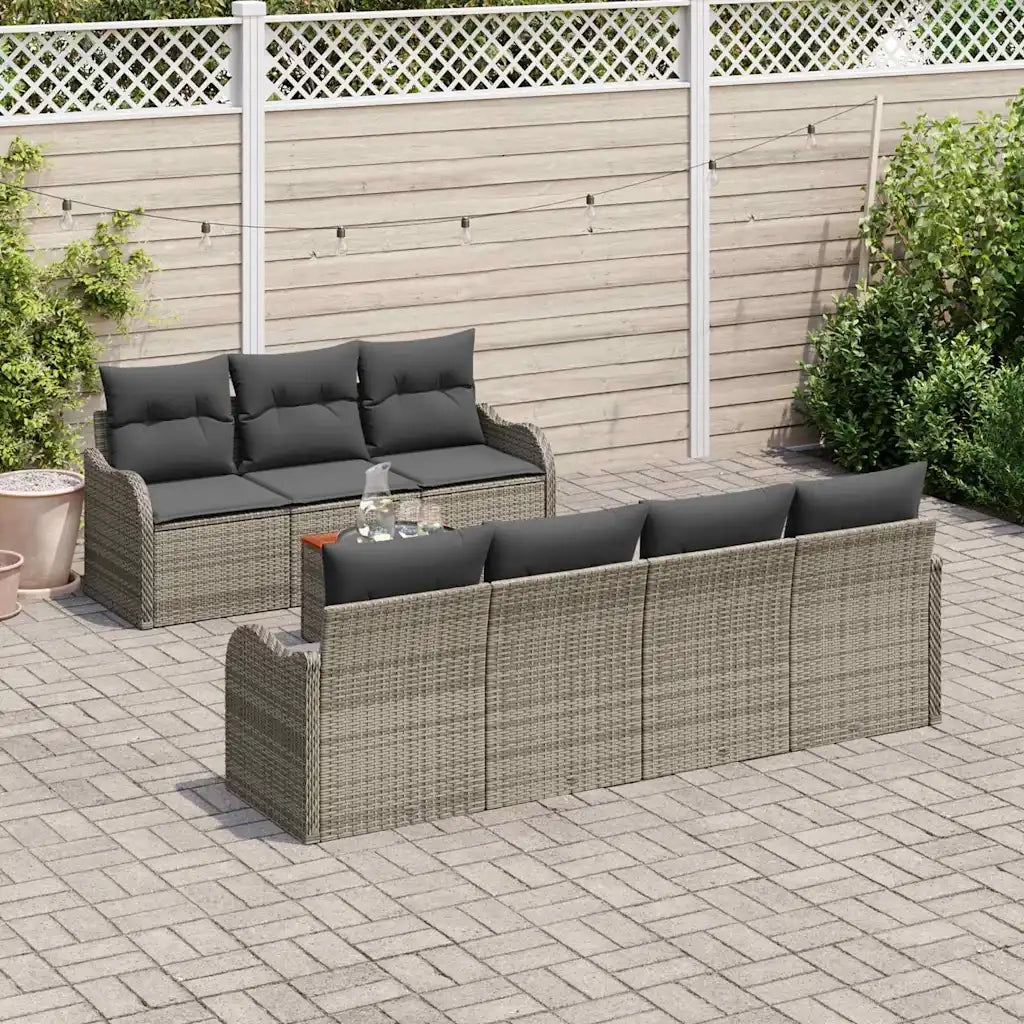 Set Divano da Giardino con cuscino 8 pcs Grigio polyrattan 3347412