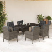 Set da Pranzo da Giardino 7 pz con Cuscini in Polyrattan Grigio 3211952