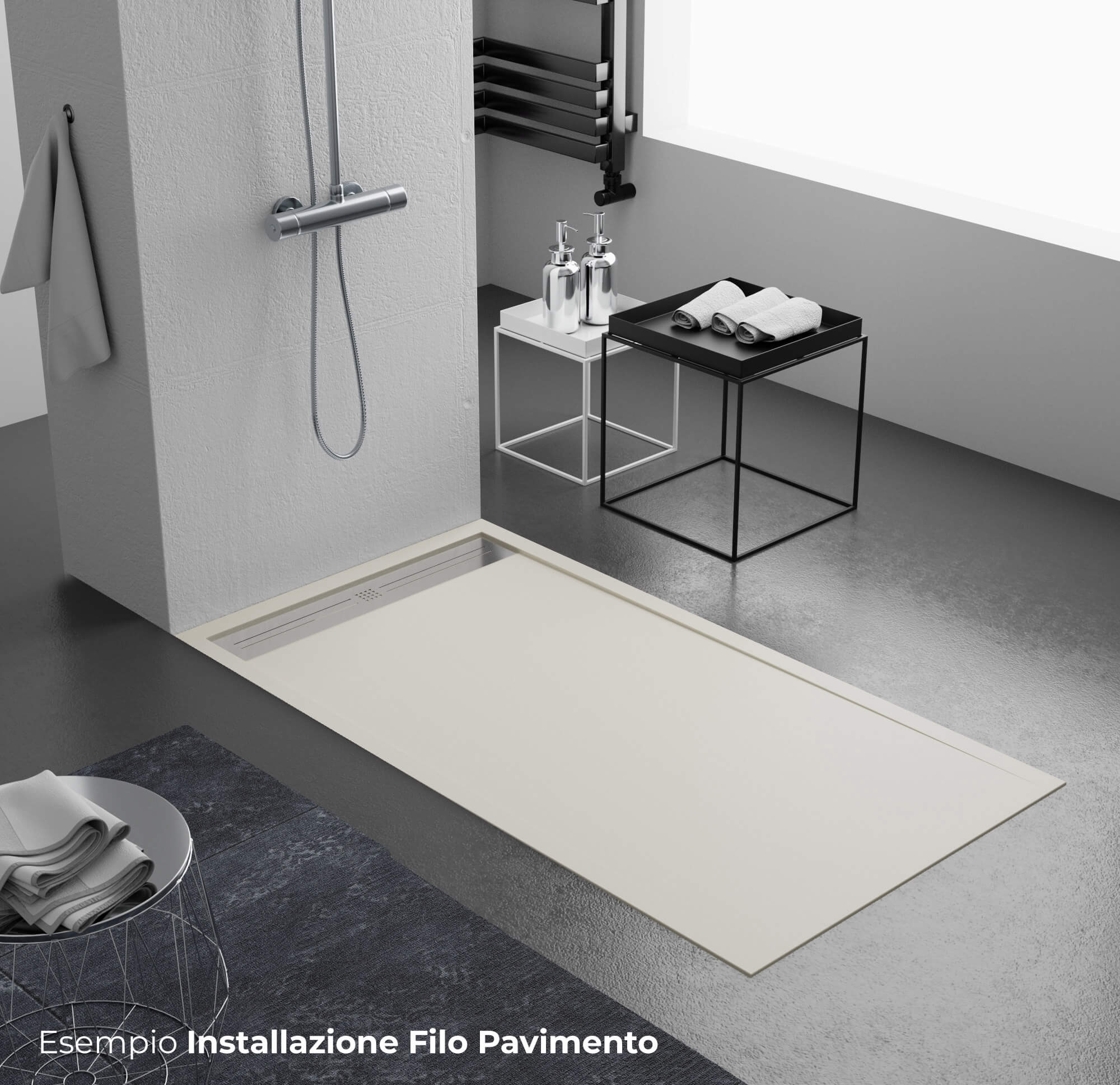 Piatto Doccia 70x110 cm in Pietra Bonussi Trivor Crema