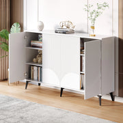 Credenza 160x35x100 cm con 4 ante e ripiani regolabili; bianco