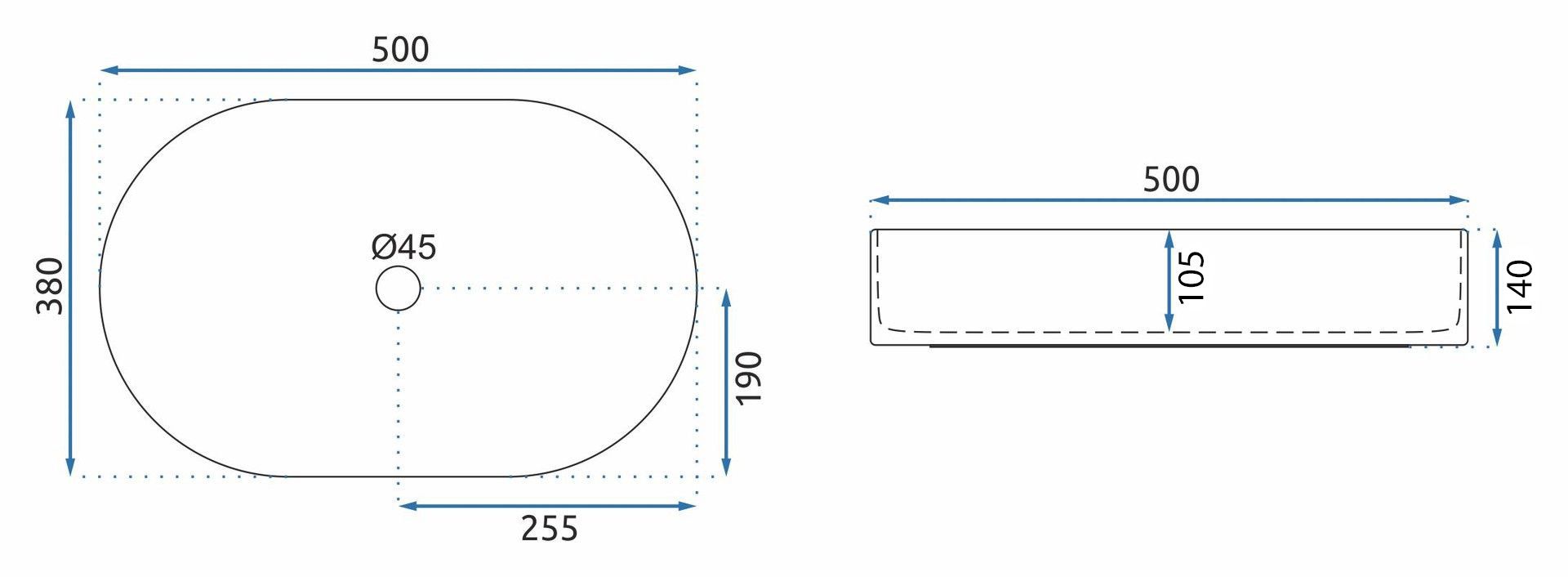 Lavabo Da Appoggio Rea Nadia 50 Kashmir