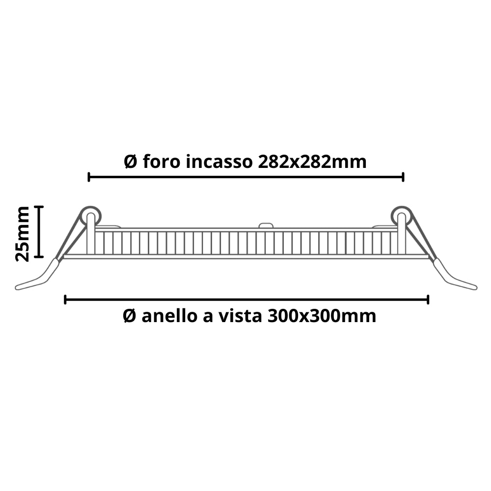 Pannello led incasso 28.2cm 24w slim quadro alimentatore incluso 4500k pezzi 3