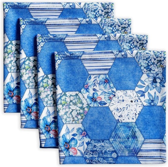 Servietta, 100% cotone, servietta di stoffa, lavabile, set da 4 pezzi, per doni di madre, per casa, cucina, feste di cocktail, estate, lente/estate (45 cm x 45 cm)