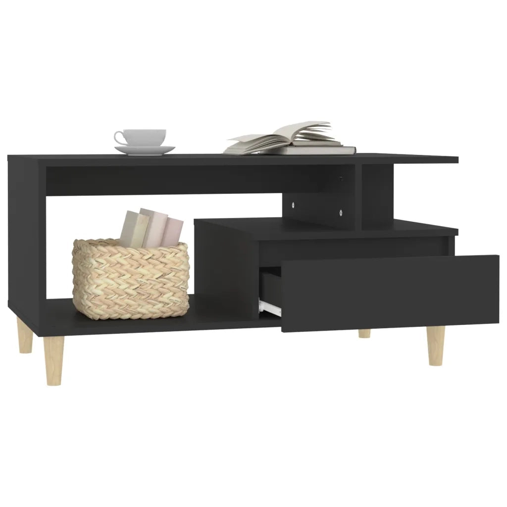 Tavolino da Salotto Nero 90x49x45 cm in Legno Multistrato