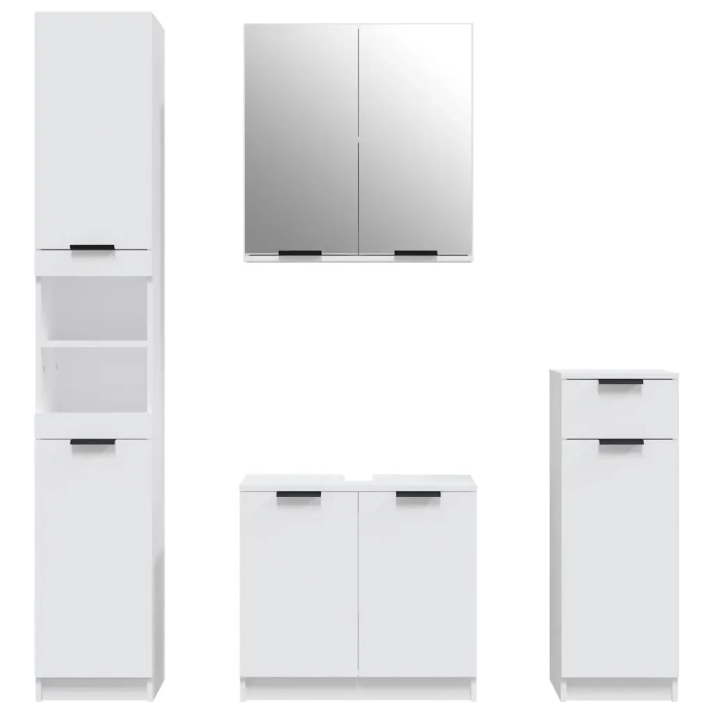Set di Mobili da Bagno 4 pz Bianco in Legno Multistrato 3115884