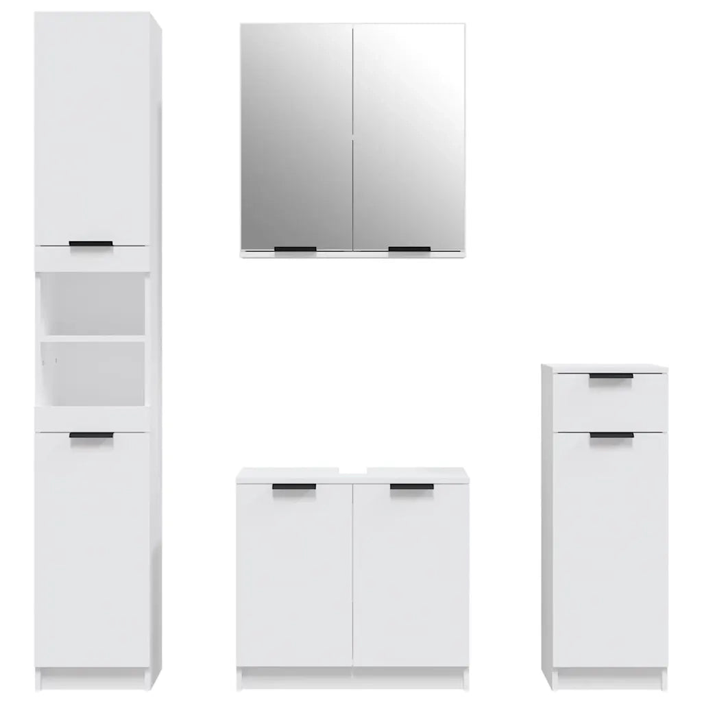 Set di Mobili da Bagno 4 pz Bianco in Legno Multistrato 3115884
