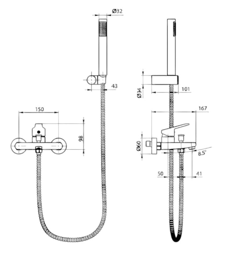 Miscelatore vasca esterno completo