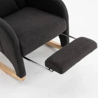 Poltrona relax a dondolo con braccioli, struttura imbottita ed ergonomica, 66x96-125.5x99 cm, Grigo Scuro
