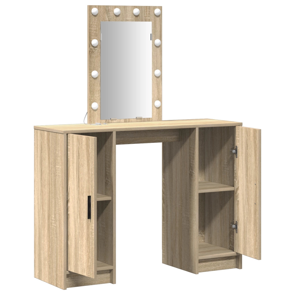 Toeletta con luci LED in rovere di Sonoma, 102x33x135 cm