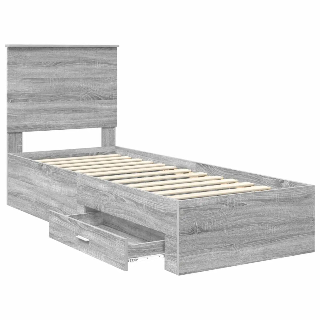 Struttura del letto-Giroletto Grigio Sonoma e Argento 70 x 190 cm