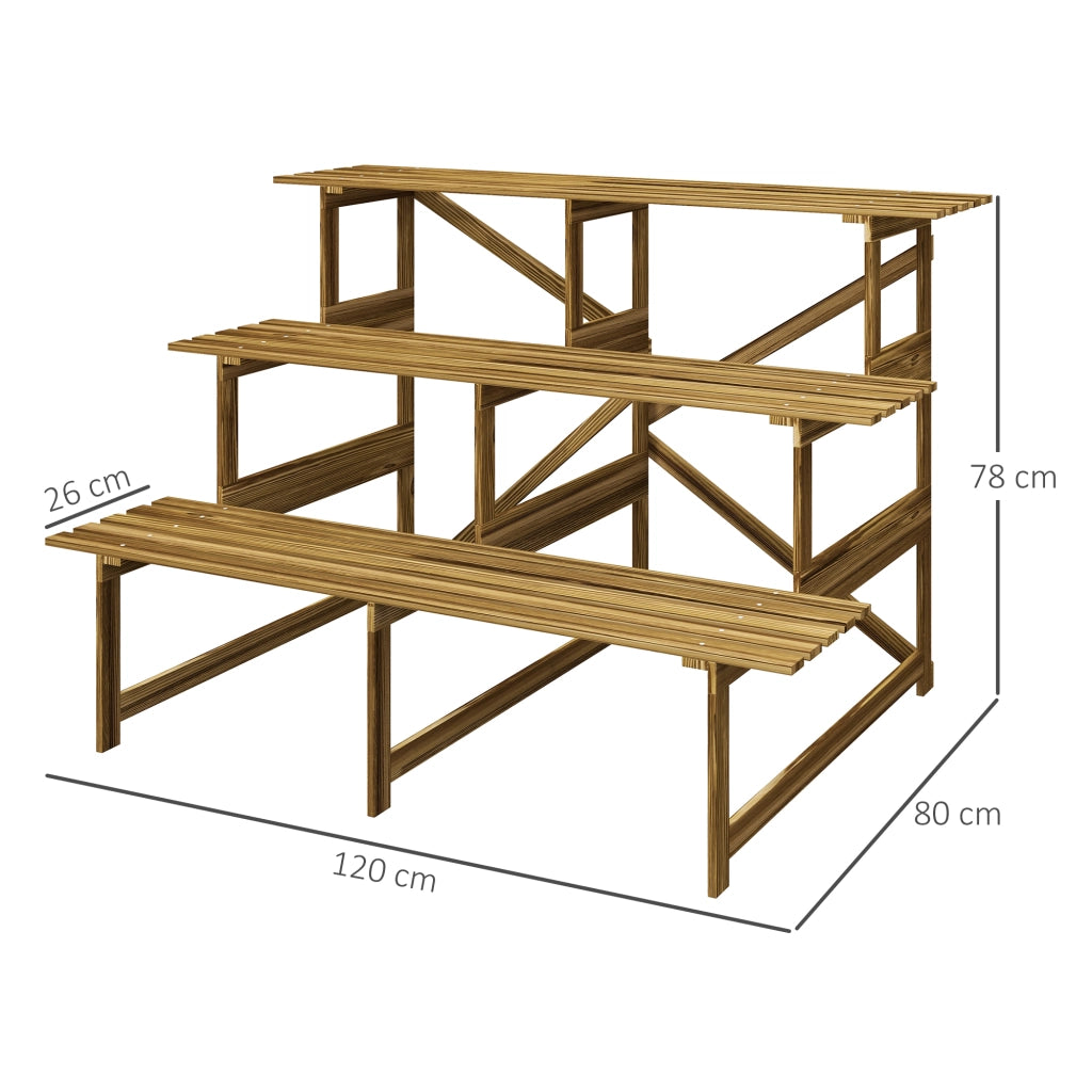 Tavolino da caff¨¨ ¨C zephmum ¨C 3 piani in legno naturale 78 cm