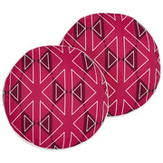 Set di 2 cuscini da giardino in poliestere fucsia con motivo geometrico 40 cm rotondi moderni per esterni resistenti all'acqua.