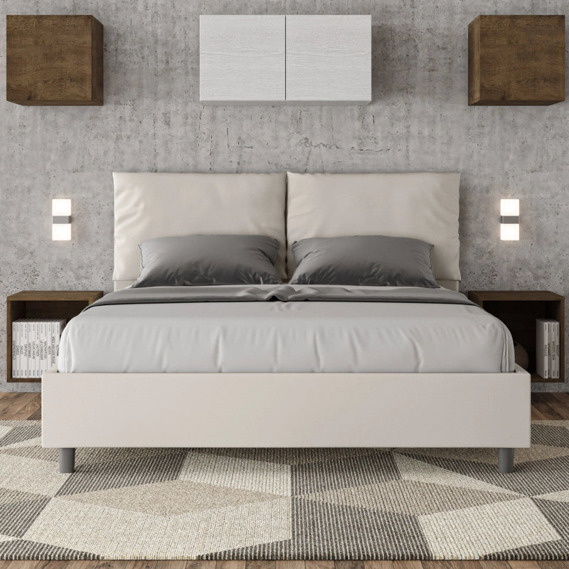 Letto imbottito Matrimoniale 160x190 cm tessuto Labirinto Antea - Contenitore,Giallo