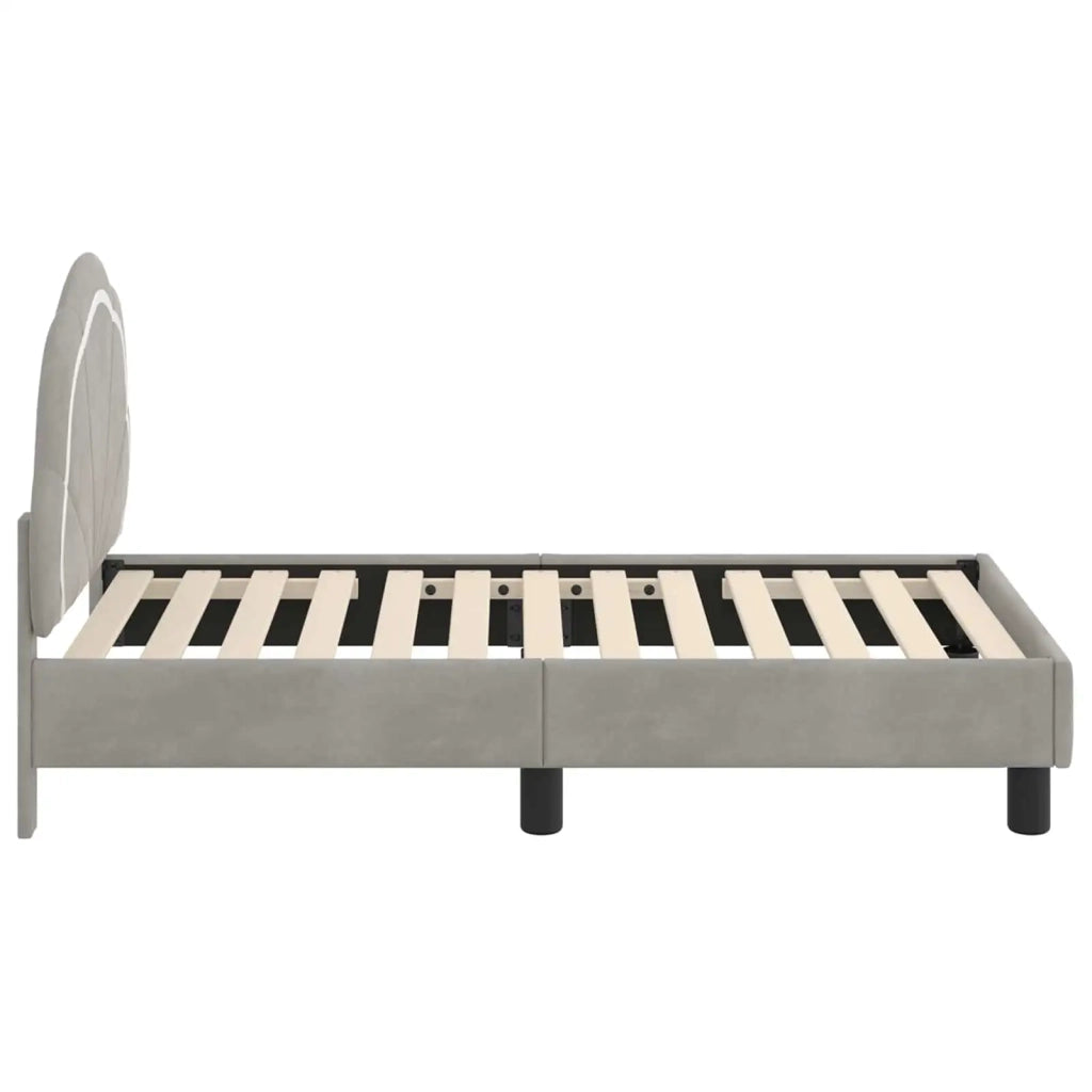Struttura letto per bambini con testata Grigio Chiaro Velluto