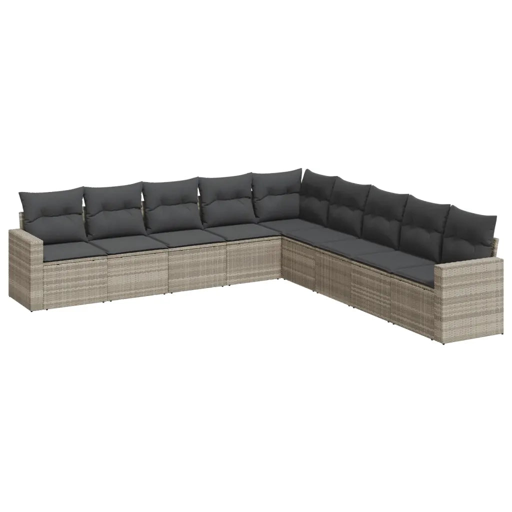 Set Divano da Giardino 9pz con Cuscini Grigio Chiaro Polyrattan 3219082