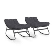 IDMarket - Set di 2 sedie a dondolo da giardino ARONA in grigio antracite con cuscini grigi