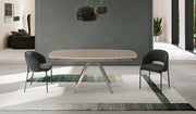 Tavolo Allungabile Kyoto 120 con Top in Vetro Tortora e Struttura in Metallo Tortora Opaco - Stones