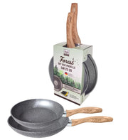 MA MAISON FOREST SET 2 PADELLE 22/26 CM CON MANICO ERGONOMICO SIMIL LEGNO