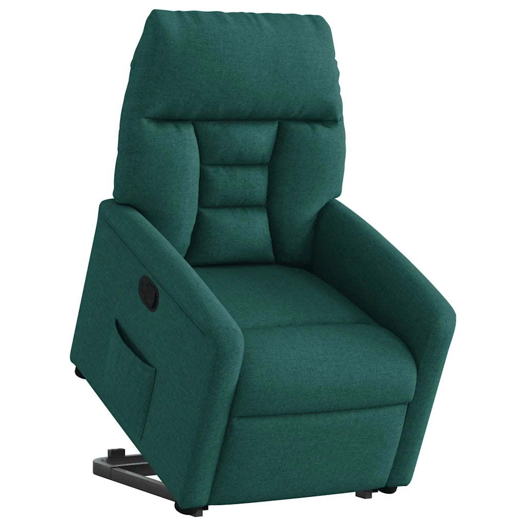 Poltrona Alzapersona Reclinabile Verde Scuro in Tessuto 3303038