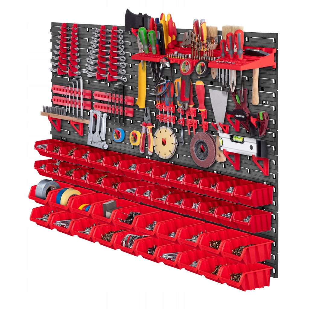 Pannello portautensili KADAX da parete per officina, 116x78 cm, 48 scomparti, 40 supporti, garage.