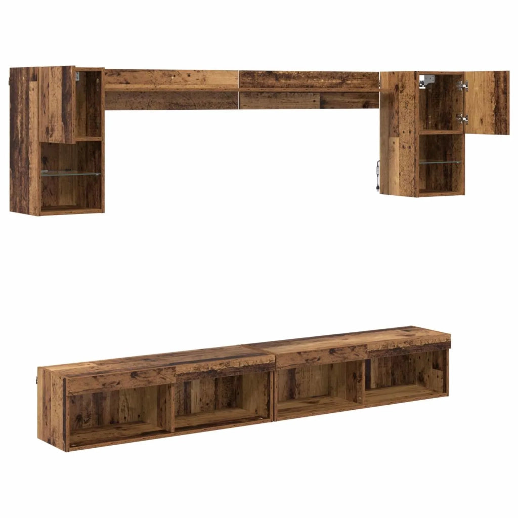 Mobile Porta TV con LED 6 pz-Credenza per TV Legno vecchio 872246