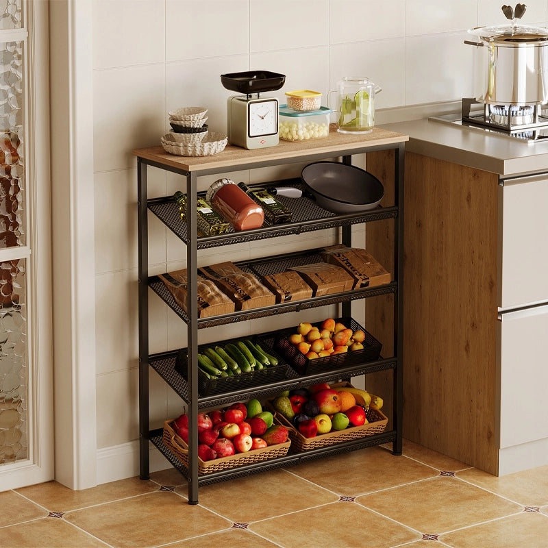 Scaffale mobile da cucina marrone chiaro industriale legno retrò mensola loft 75 cm