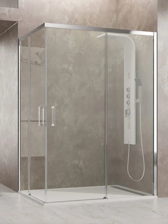 Box doccia angolare AKTUAL ingresso ad angolo 80x80 cm cromo vetro trasparente