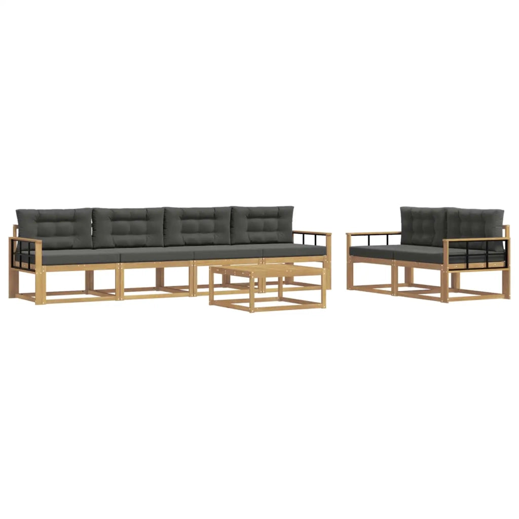 Set di divani da esterno con cuscino 6 pcs Bianco e Antracite