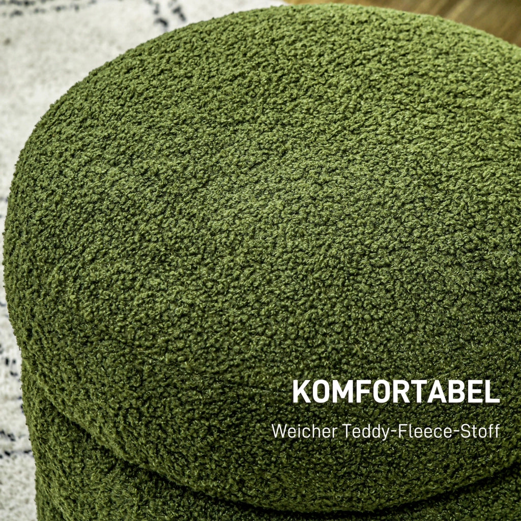 Pouf rotondo ¨C zephmum ¨C verde, in tessuto peluche, 40x45 cm