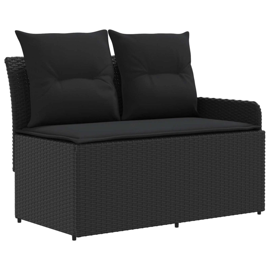 Set di Mobili con cuscino 6 pcs Nero Rattan in PE