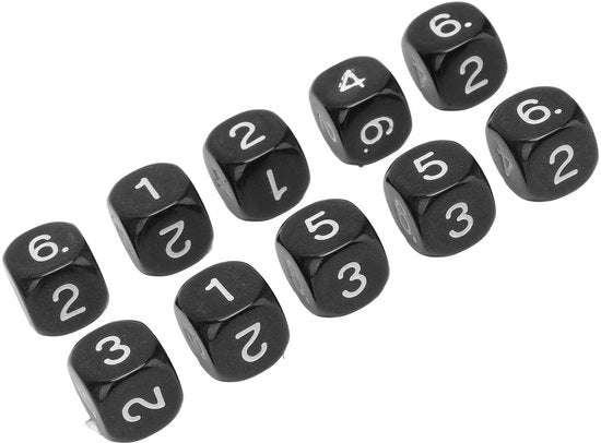 Set di Dadi a 6 facce in Plastica - 20 pezzi - 16 mm - Duraturo - Numeri chiari - Educativo attraverso il Gioco