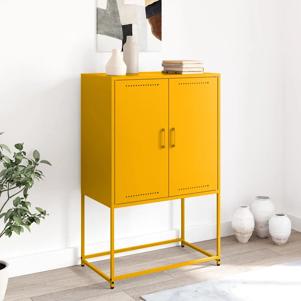 Credenza-Buffet-Armadio da cucina Giallo Senape 68,5x38,5x107 cm in Acciaio 184179