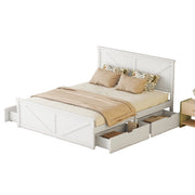 Letto con Cassetti 160x200 cm; 4 Cassetti e Testiera; in Legno e MDF; Bianco