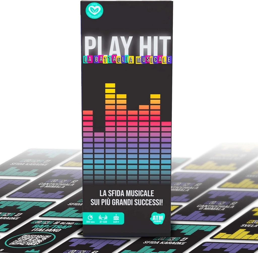 PLAY HIT - Gioco da Tavolo Musicale - Blind Test, Karaoke e Quiz per Feste - 2 a 10 Giocatori - Divertente, Dinamico e a