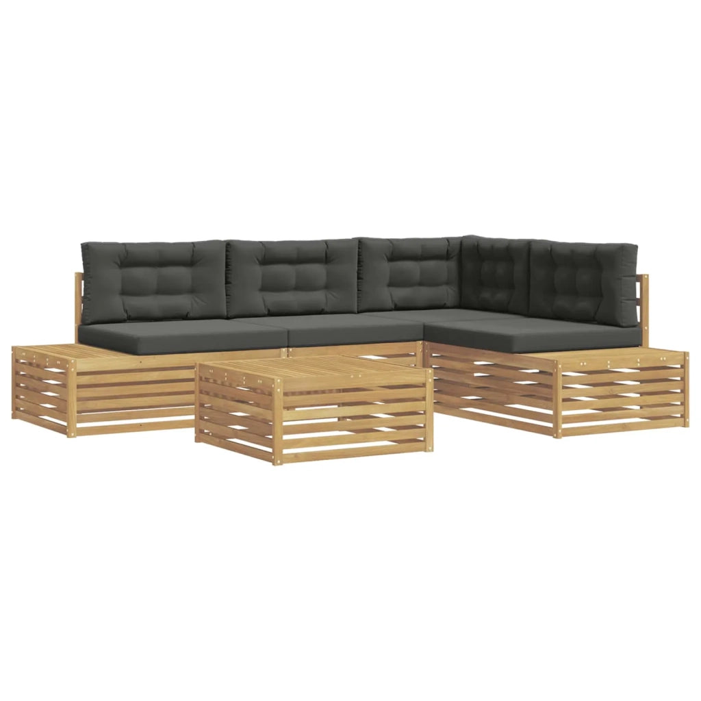6 pz Set di divani da esterno Poliestere Bianco 3391122