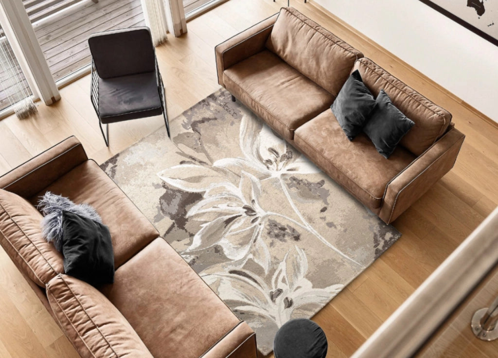 Tappeto Arredo Salotto Antiscivolo Scendiletto Camera Dis.Vanilla  By Suardi - 140x200 - Tortora