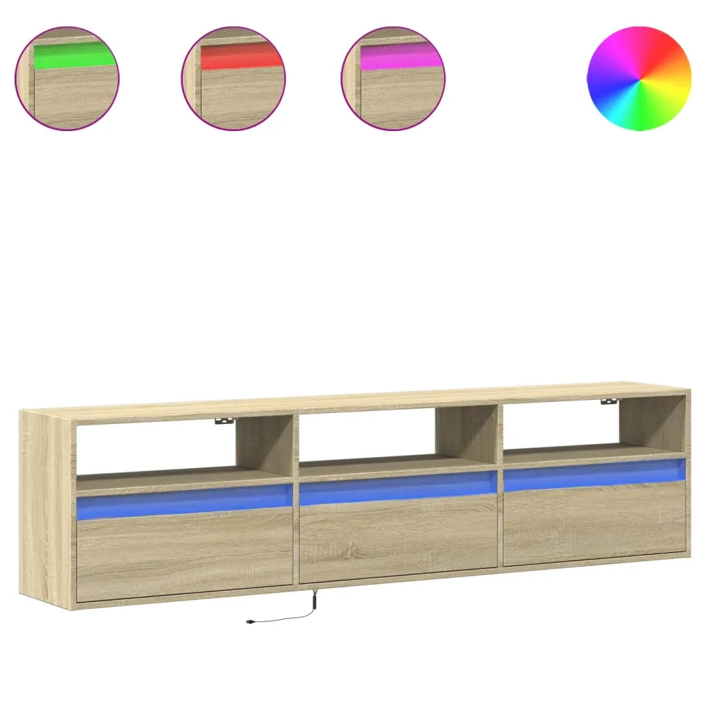 Mobile TV a Parete con LED-Mobile TV a Muro Rovere Sonoma 180x31x45 cm 952751