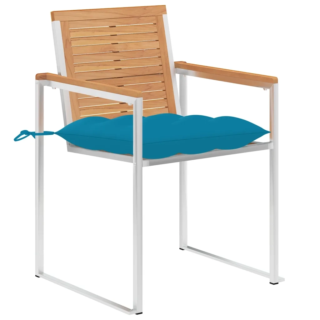 Sedie da Giardino con Cuscini 4 pz in Legno Massello di Teak cod mxl 24240