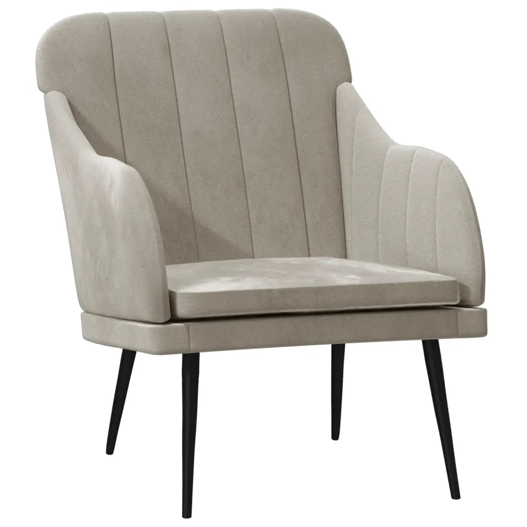 Poltrona-Divano Sedia-Poltroncina Grigio Chiaro 63x76x80 cm Velluto 253337
