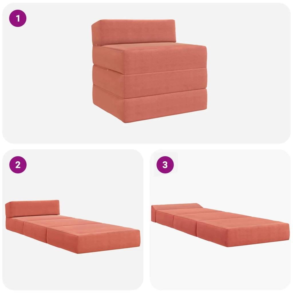 Divano Letto Pieghevole Rosso Arancio 200 x 70 x 15 cm