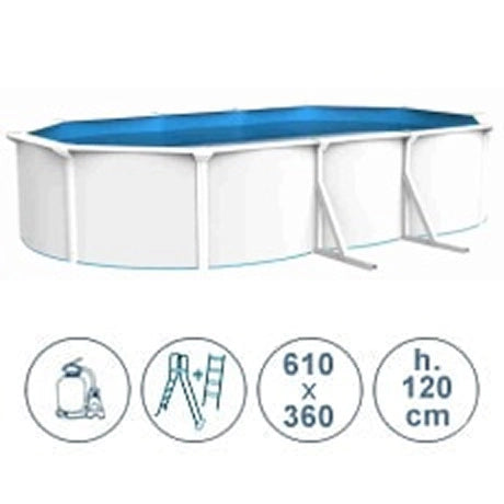 Piscina fuori terra in acciaio ACQUAMARINA bianca 610x360x120cm