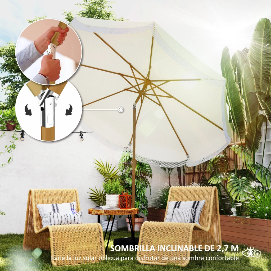 Ombrellone da giardino 270 cm ¨C zephmum ¨C beige con frange