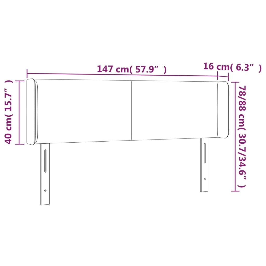 Testiera a LED-Testata con LED Crema 147x16x78/88 cm in Tessuto 442809