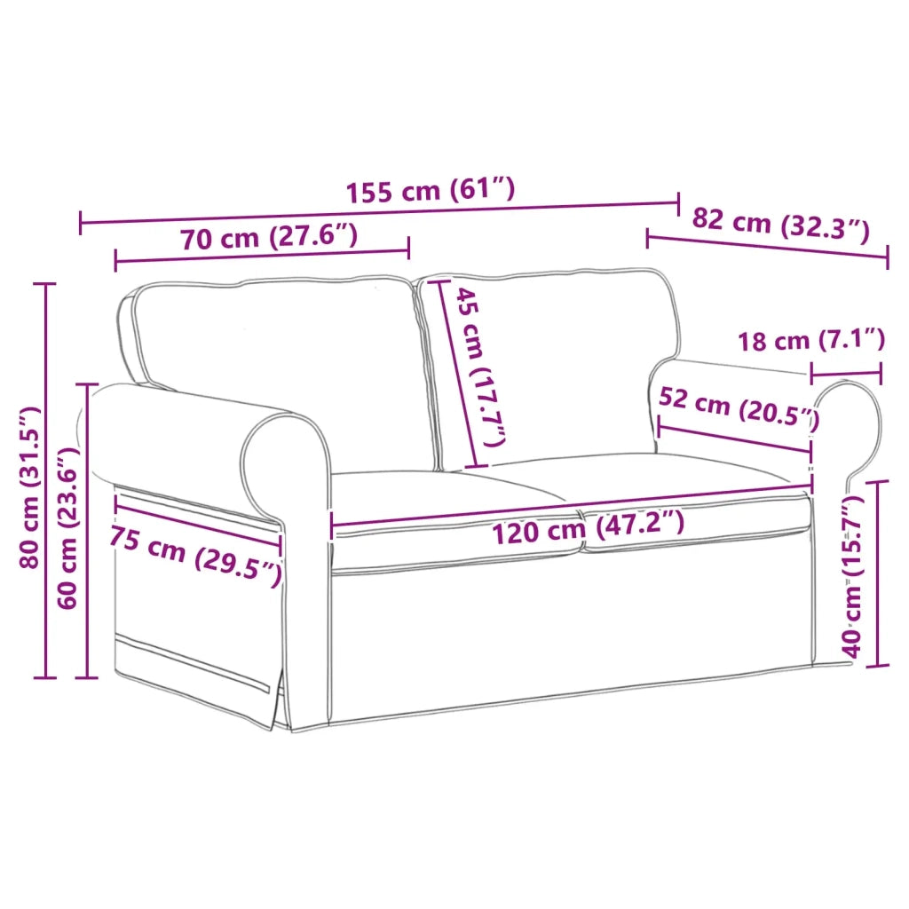 Divano Grigio chiaro 155 x 82 x 80 cm Tessuto