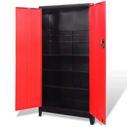 Mobiletto portautensili con 2 ante acciaio nero e rosso 180 cm cassetta portautensili 02_0003802