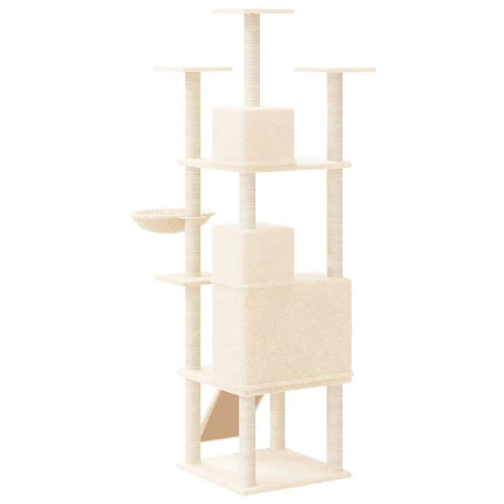 Tiragraffi per gatti Mobili per arrampicata su torre Tiragraffi piattaforma da arrampicata con tiragraffi in sisal 175 cm crema 02_0022499